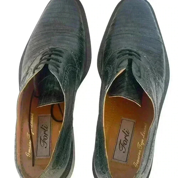 Forli Genuine Teju Lizard  Gray Blue Cap Toe Lace Up Oxford Shoes Mens Sz 9 - Picture 12 of 14